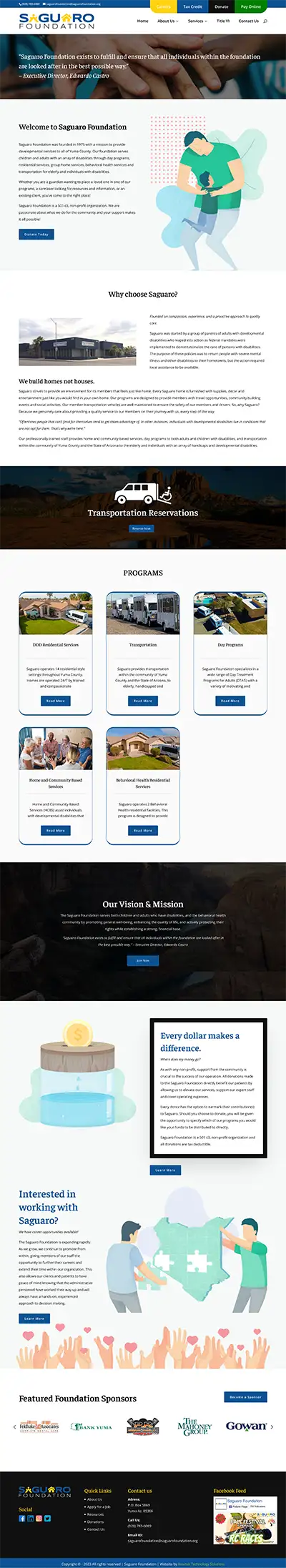 Saguaro Foundation website by Newtek